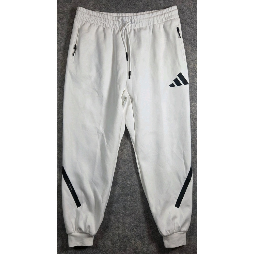 Adidas Z.N.E. Mens XL White Joggers Athletic Sweatpants Zipper Pockets